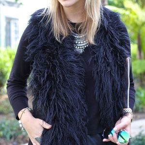 Cabi Black Faux Fur Shaggy Vest M